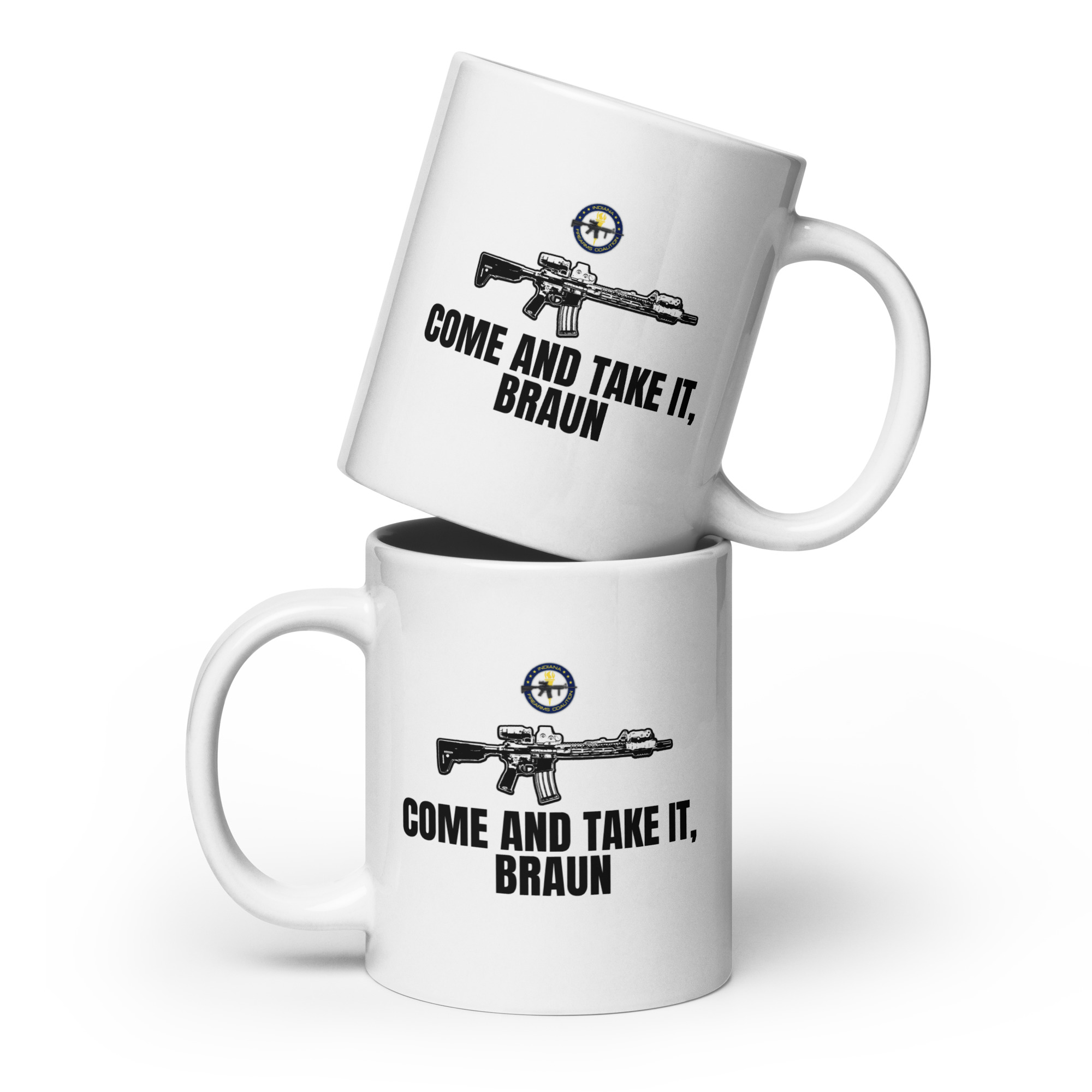Come And Take It Braun - White glossy mug - Image 3